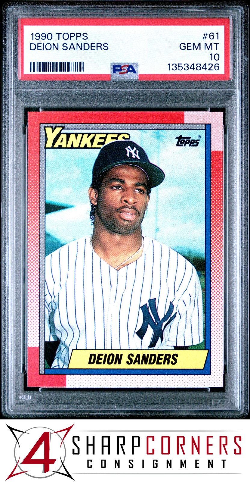 1990 TOPPS #61 DEION SANDERS RC YANKEES PSA 10