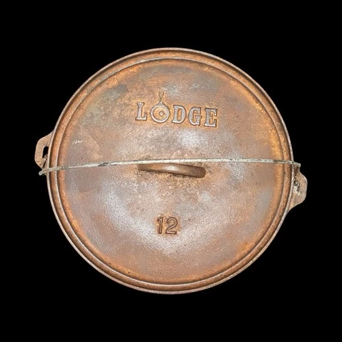 Old Vintage Lodge 12 Cast Iron Camp 3 leg Dutch Oven Cast Iron Pot Discontinued