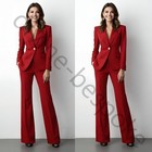 Red Women's Suit Formal Business Lady Office Work Wear Coat Pant Tailored Slim