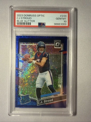 2023 Panini Donruss Optic Blue GLITTER #244 CJ STROUD Rookie PSA 10 GEM MT