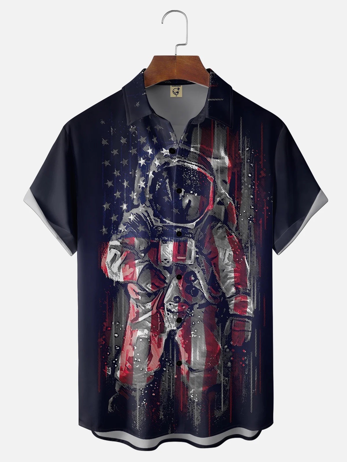 American Astronaut Style Chest Pocket Holiday Hawaiian Shirt