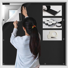 100 Blackout Window Cover, Portable Magnetic Black Out Curtains for Window, Bla