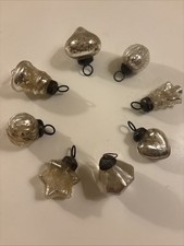 8 Kugel Style Mercury Glass Christmas Ornaments Metal Caps Heart Tree Sphere d1