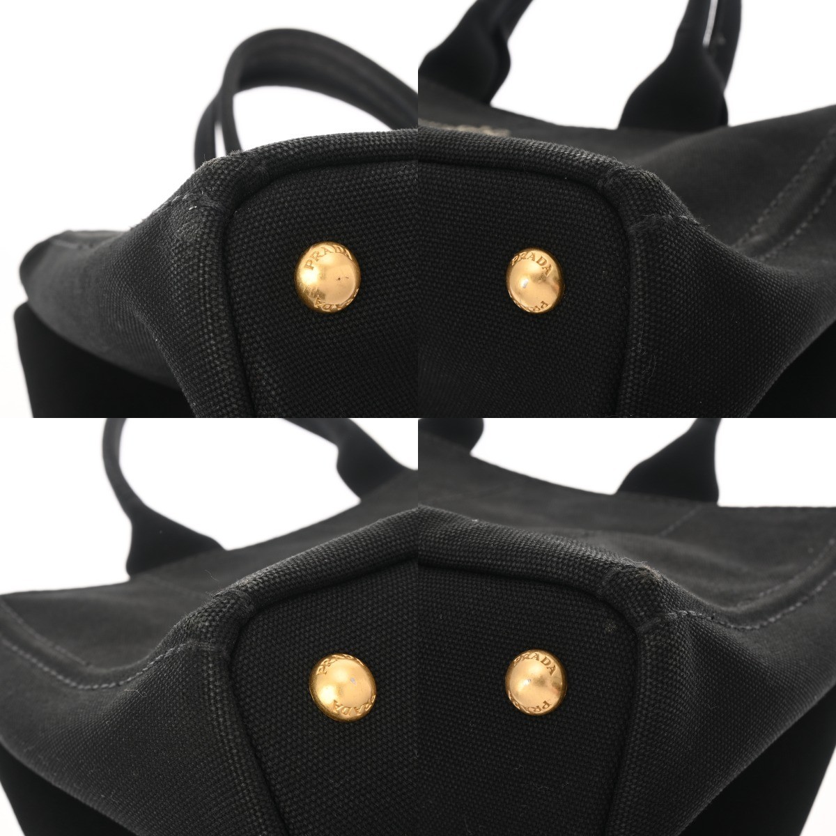 PRADA Canapa Tote Black Ladies Canvas Tote Bag AB Rank Used  from japan thumbnail 4