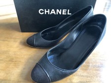 CHANEL pumps, black, women's size 38 1/2, from Japan, i26438