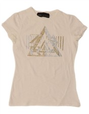 ZARA Womens Graphic T-Shirt Top UK 12 Medium White DE06