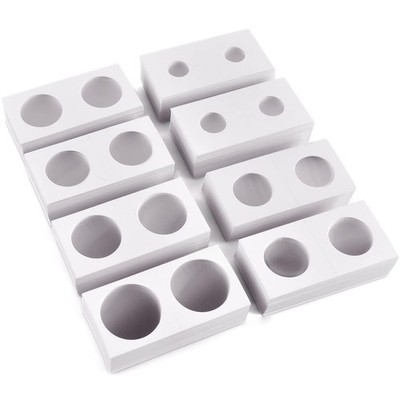 FULLCASE 400Pcs Coin Holders Cardboard Flips 2x2, 8 Sizes Collection Display Boo