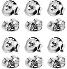 12PCS Real 925 Silver Earring Backs Replacements, 18K White gold-12pcs