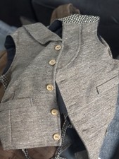 Boys Beige Formal Suit Vest Polyester Four-Button Classic Sleeveless
