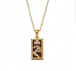 Authentic Tarot Card Pendant Necklace - The Magician Card - 18K Gold Plated - Star Sign
