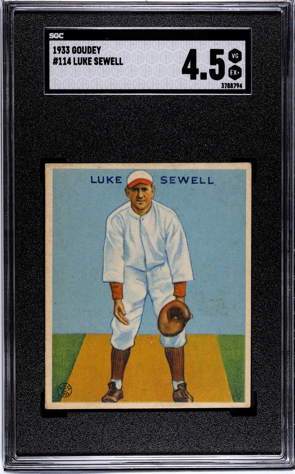 1933 Goudey Big League Chewing Gum - R319 Luke Sewell #114 (RC) SGC 4.5 VG-EX+