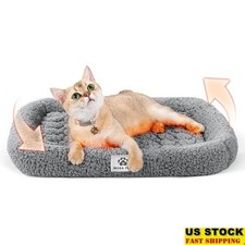 Noiseless Self Warming Cat Bed Bolster Foam Filled Machine Washable Portable Mat