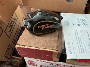 Harley Davidson Hog 1936 Classic Motorcycle Gas Tank Shaped Drk black Piggy Bank