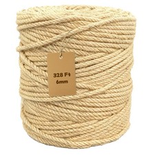 Natural Jute Twine 6mm x 656ft, 4Ply Twisted Heavy Duty Rope Roll for Gardeni...