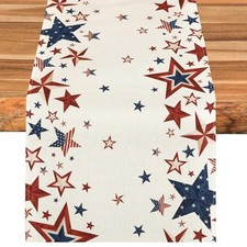 4th of July Table Runner Stars 13 x 120 Inch White-independence Day-1