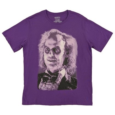 New Beetlejuice Purple Graphic Tee Short Sleeve T-Shirt Size Men's Large 