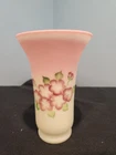 FENTON BEAUTIFUL BURMESE GLASS VASE w FLORAL DESIGN