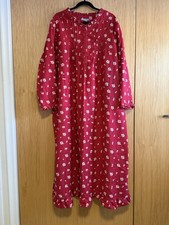 Only Necessities Woman's Red  Bone Floral LS Long Flannel Nightgown 2X 26x28 