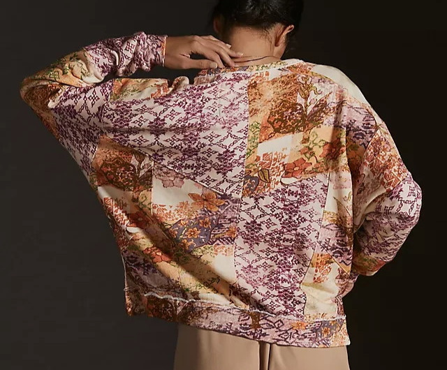 Anthropologie Pilcro Split Neck Patchwork Sweatsh… - image 2