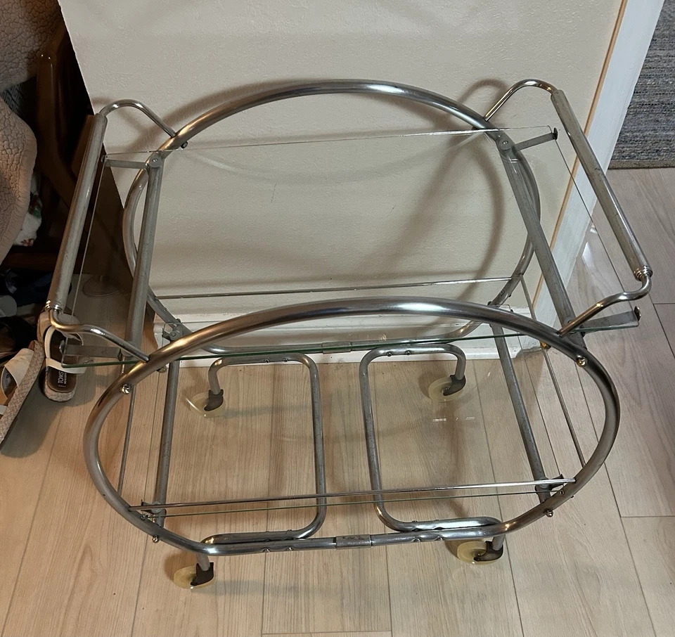 Carro de barra cromado tubular Art Deco años 30 - vintage - MCM Foto 3 de 4