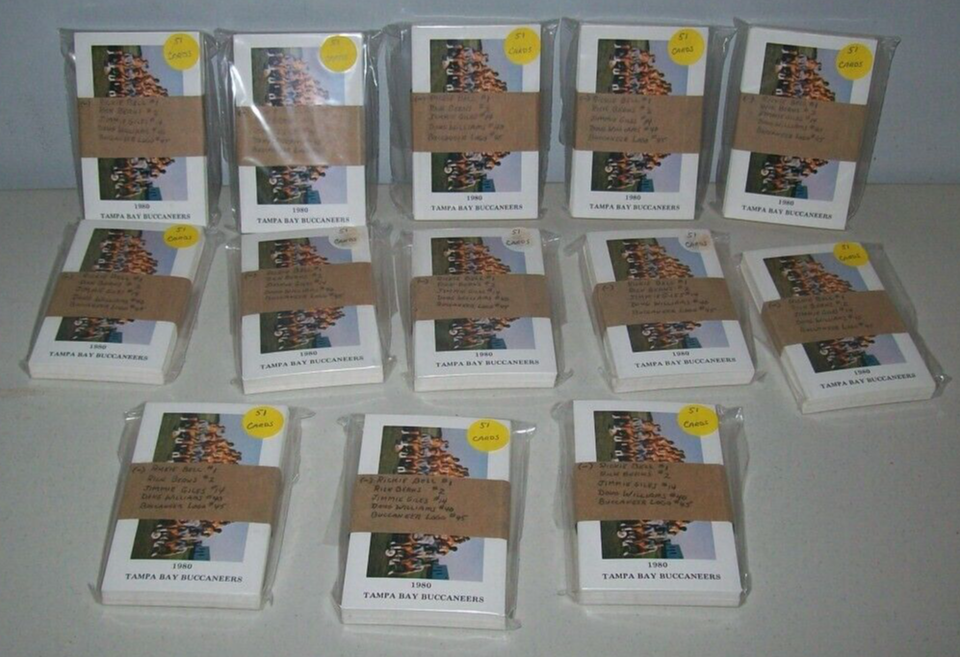 3 ROW SHOE BOX OF TAMPA BAY BUCCANEERS BUCS 1980 COKE OLD TRADING CARDS