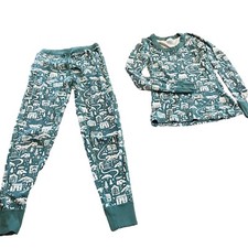 Hanna Andersson pajamas X-Small Pale Green And White, Charming Village Scene