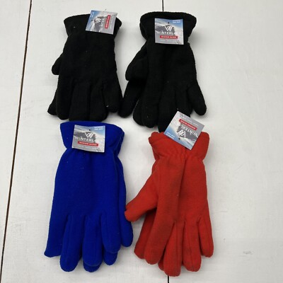 Winterlace 4 Pack Of Red/Blue/Black Winter Gloves Women s One Size NEW