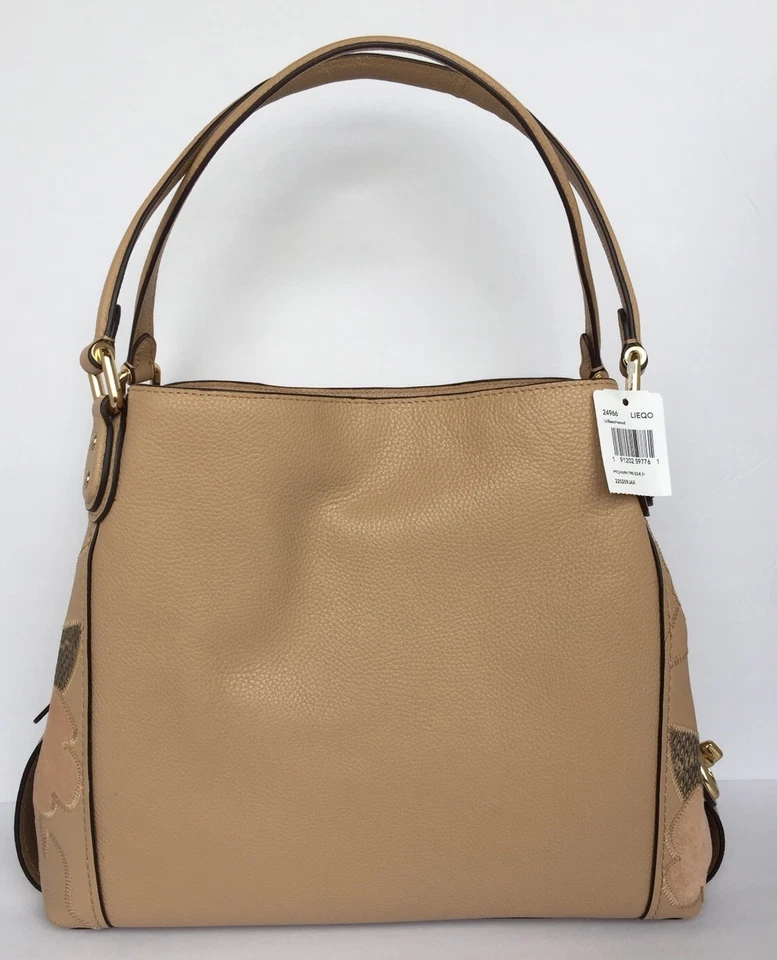 Bolso de hombro COACH 24966 Edie 31 con retazos rosa té detalle piel de serpiente madera de haya Foto 4 de 4