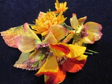 Vintage Millinery Flower Collection Yellow Orange w/Velvet 2-4" German H4108