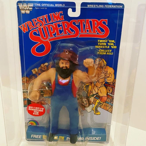 WWF LJN Wrestling Superstars - Hill Billy Jim - MOC In Acrylic Case