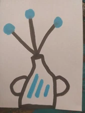 IMPRESSIONISM ORIGINAL COLLECTIBLE WHIMSICAL BOTANICAL BLUE FLOWER Gat Painting