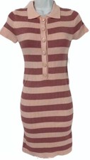 LuLus XS Stripe Stretch Ribbed Knit  Bodycon Dress Blush and Mauve NWT