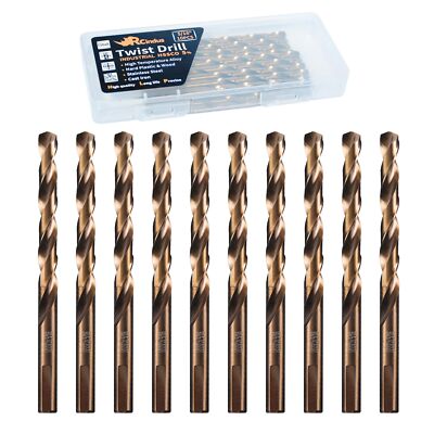 10 PCS 5/16'' Cobalt Drill Bits HSS M35 for Steel Stainless Wood Cast Iron