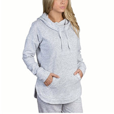 Champion Ladies French Terry Hoodie Athletic Pullover Sweater White/Gray Size XL