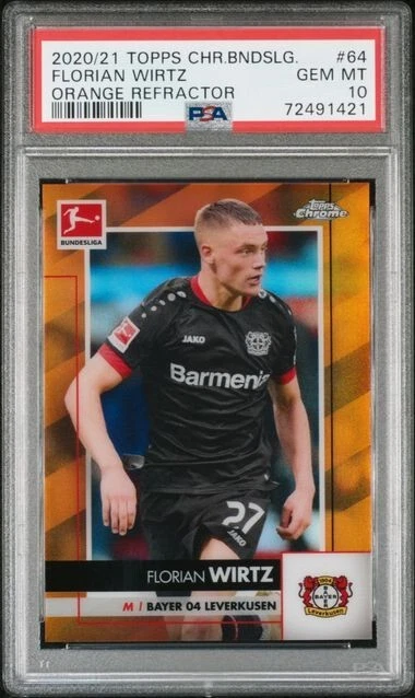 2020-21 Topps Chrome Bundesliga Florian Wirtz #64 Orange /25 ROOKIE RC PSA 10
