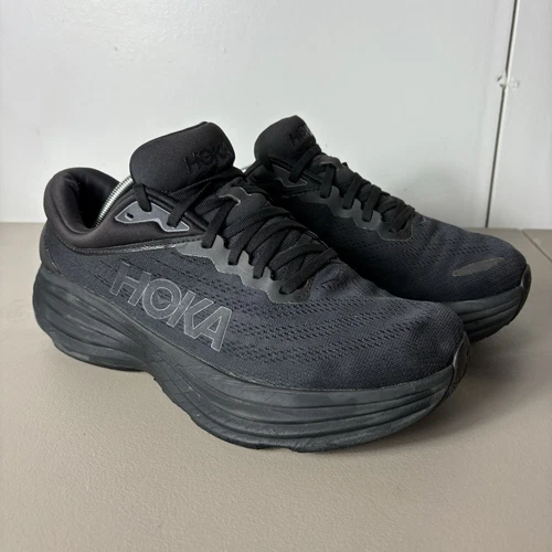 Hoka One One Men’s Bondi 8 Size 12D Running Shoes Black/Black