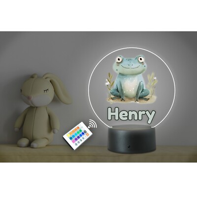 Personalisiertes Kinder Tier Name Frosch LED Neon Nachtlicht. Kinderzimmer Schlafzimmer. Fernbedienung