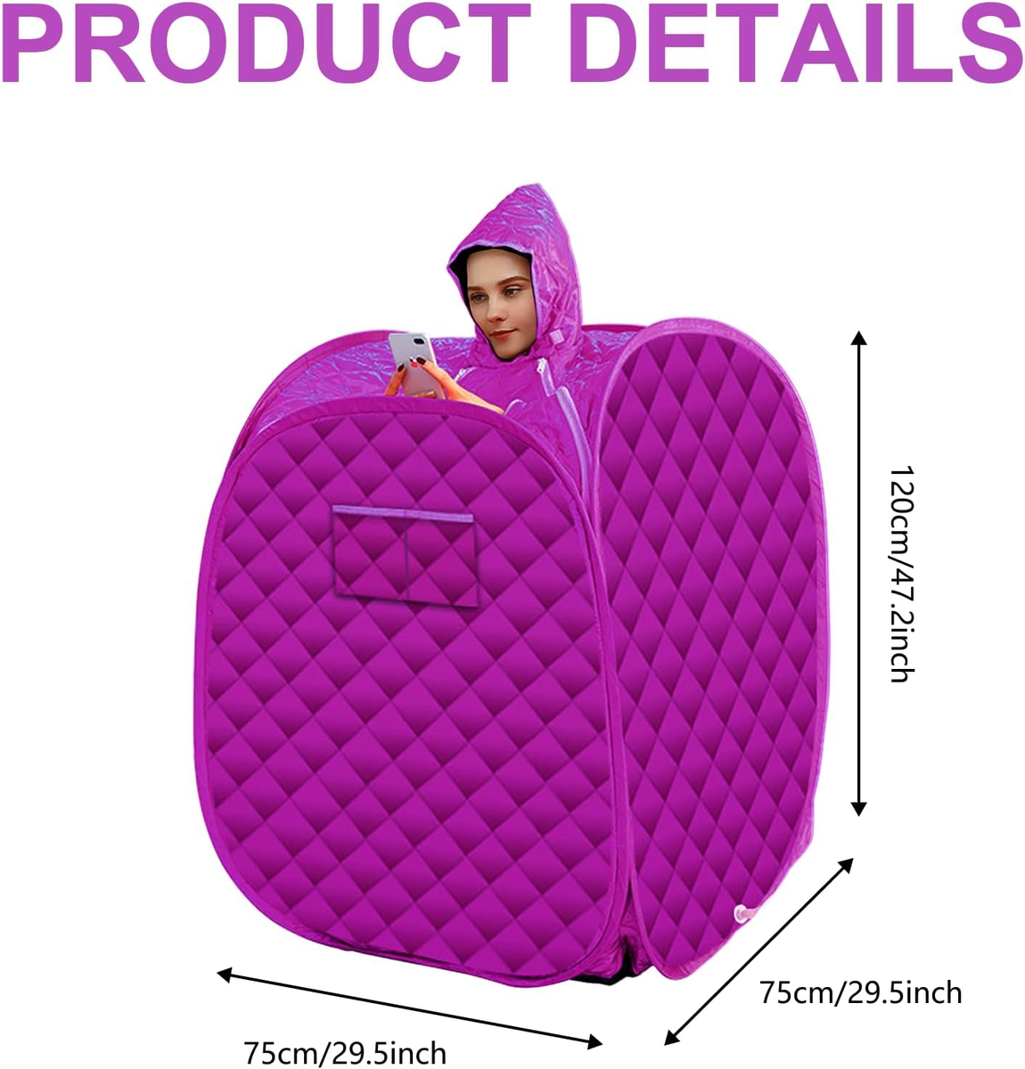 Sauna Portatile Domestica - 1000W, Regolabile In Temperatura E Tempo, Telecomando, Nero