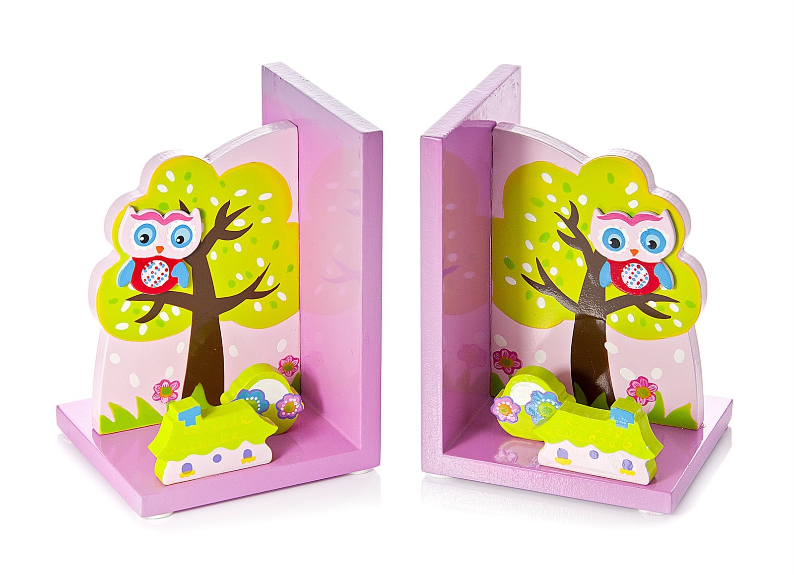 Mousehouse Wooden 3D Pink Owl Children's Bookends Girls Nursery Bedroom