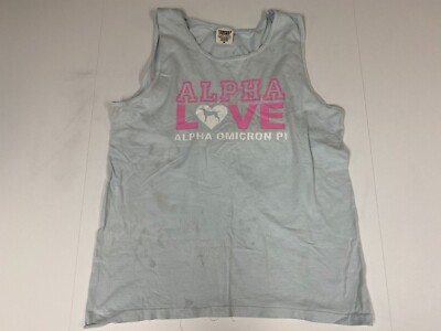 Comfort Colors Mens Shirt Medium Blue Alpha Omicron Pi Love dogs