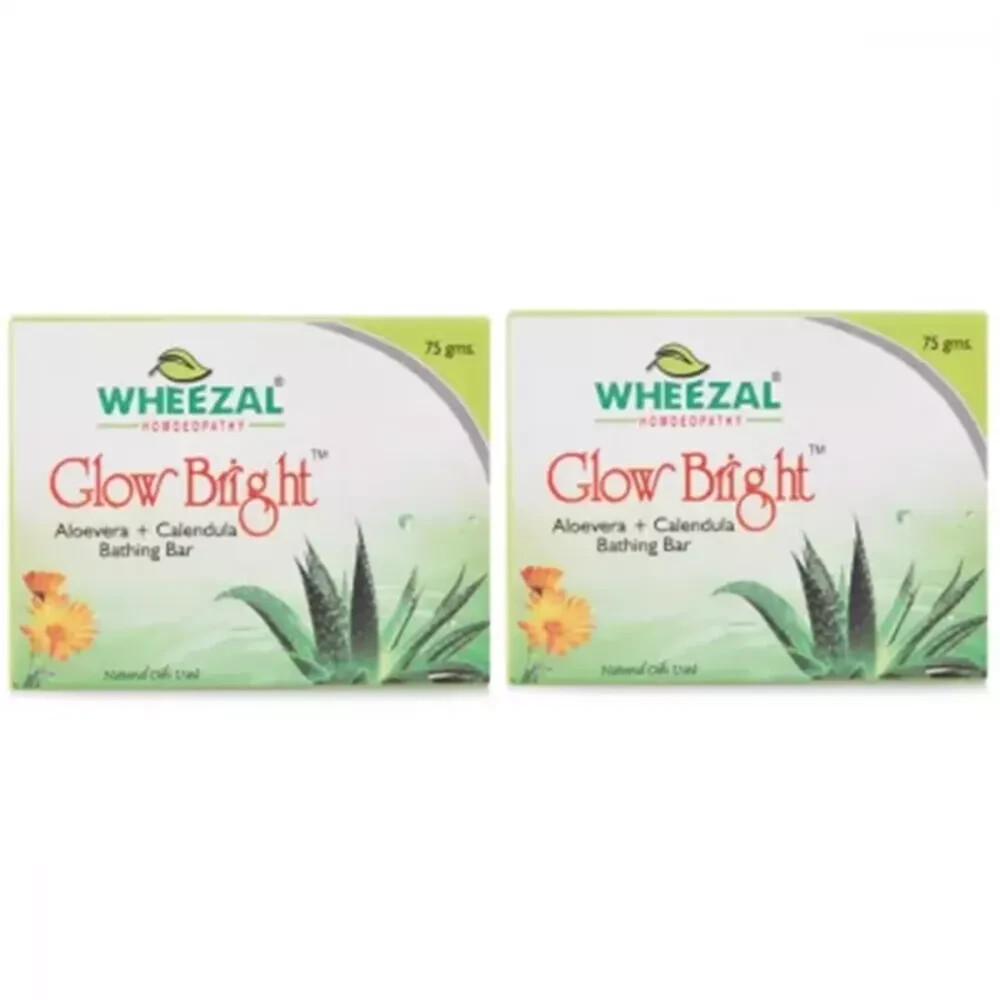 Barra de baño Wheezal Glow Bright Aloevera+ caléndula (75 g, paquete de 2)