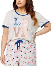 Jenni Women  s by Jennifer Moore Plus Size Graphic-Print Contrast-Trim Pajama ...