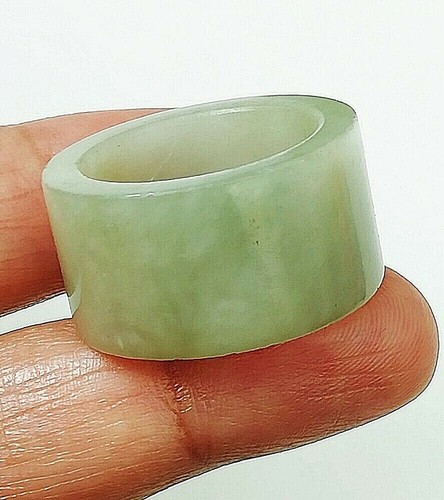 Anillo Jade Verde Talla 8 Jadeíta Natural Superficie Amplia Curación Piedra Preciosa Fina Pura - Imagen 4 de 12