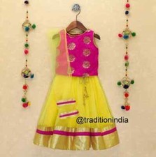 Indian Yellow Lehenga Choli, Ethnic Kids Lehenga, Festive Wear Kids Lehenga