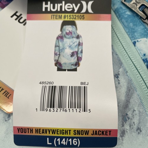 Hurley Snow Jacket Youth Heavyweight Water Resistant Fleece Size:10/12, 14/16 - Picture 17 of 19