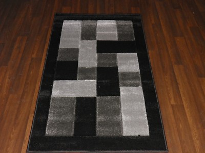 TOP QUALITÄT NEU 80X150CM CA. 5X3FT GEWEBTE TEPPICHE/MATTEN HANDGESCHNITZTE BLÖCKE SCHWARZ
