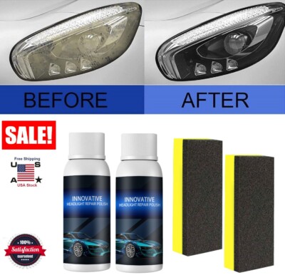2 Set Innovative Headlight Repair Polish Fluid Liquid Kit-Car Lamp Renovation US