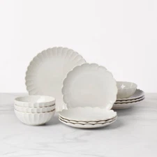 Lenox China FRENCH PERLE SCALLOP - White Service for Four - 12pc Set N/O