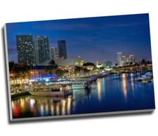 Miami Beach USA At Dusk Canvas Print Wall Art 30x20" A1