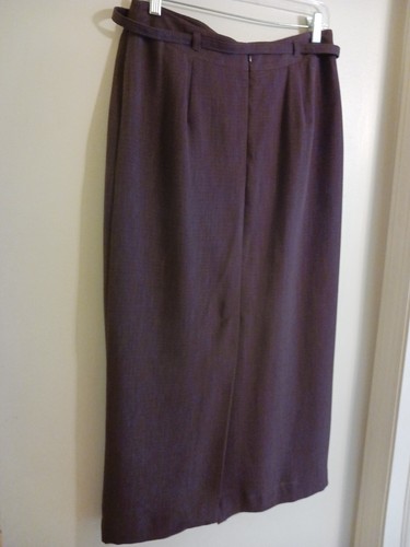 Emma James Liz Claiborne Sz 8 Brown Long Skirt w/Belt Slit Fully Lined EUC - Picture 4 of 7